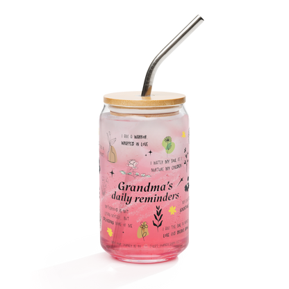 Personalized Name Daily Reminders Drinkware For Mother's Day Gift - Motivational Can Shaped Sipper Glass - 16oz